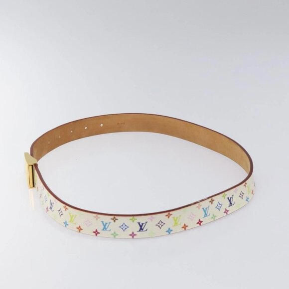 LOUIS VUITTON Monogram Multicolor Ceinture Carre Belt White - Picture 4 of 14